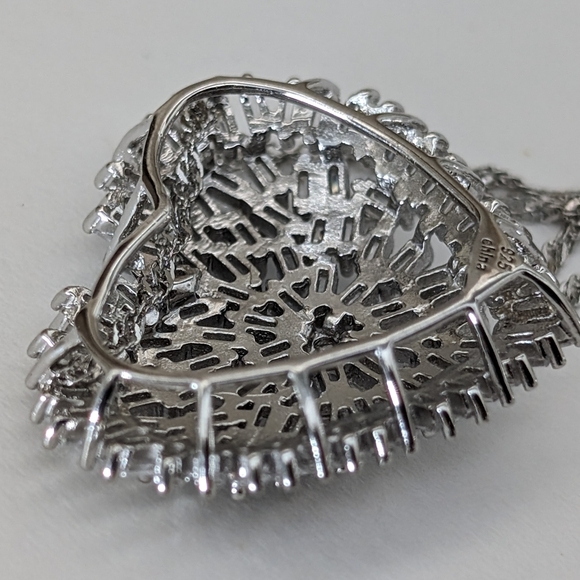 Sterling Silver CZ Heart Necklace - Picture 5 of 7